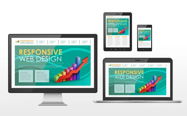 Responsive web design concept in different devices — Stock Vector