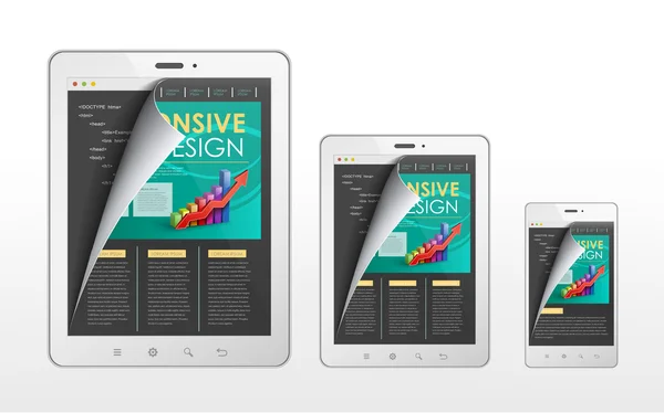 Concetto di web design reattivo in tablet e smartphone — Vettoriale Stock