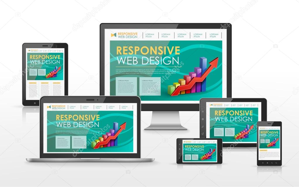 responsive web design concept in different devices