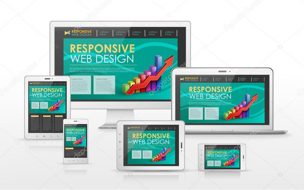 responsive web design concept in different devices