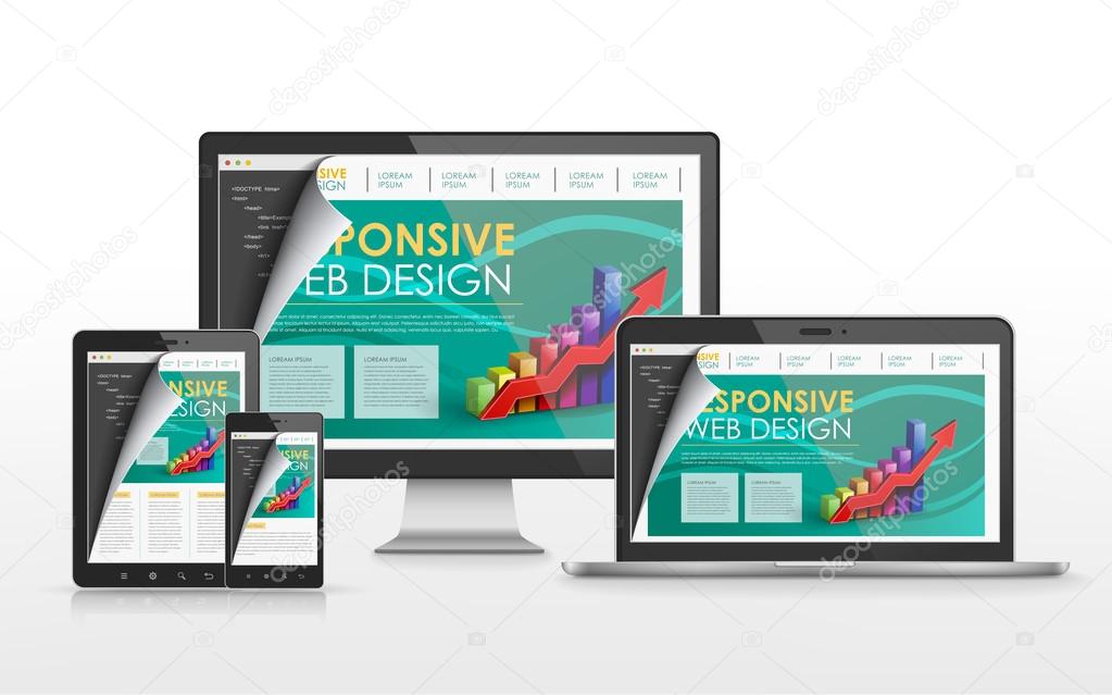 responsive web design concept in different devices