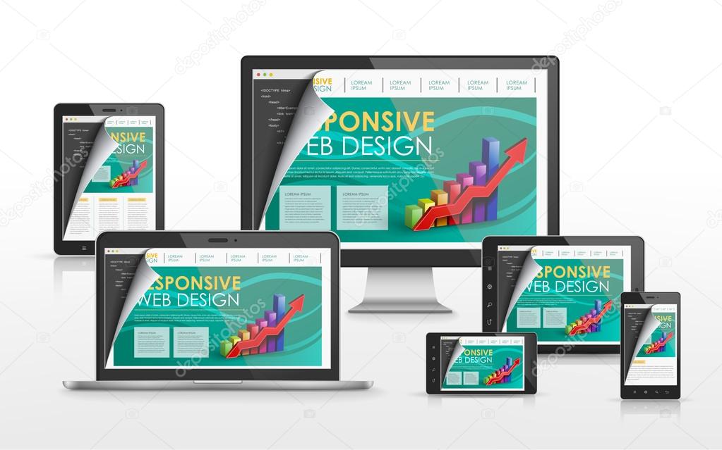 responsive web design concept in different devices