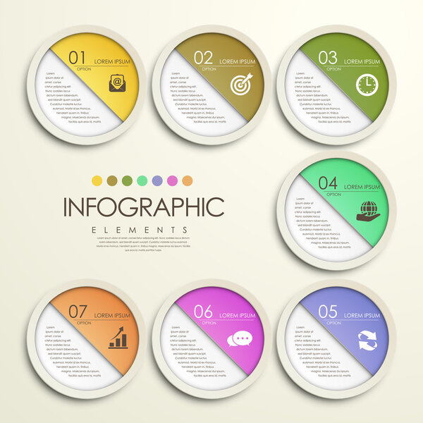 modern colorful circle paper sticker style infographic 