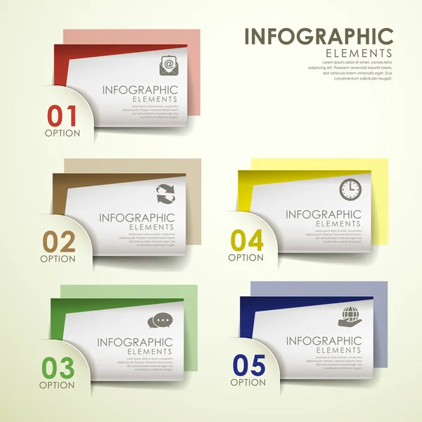 Elementos infográficos abstractos de tarjetas de papel de colores — Vector de stock