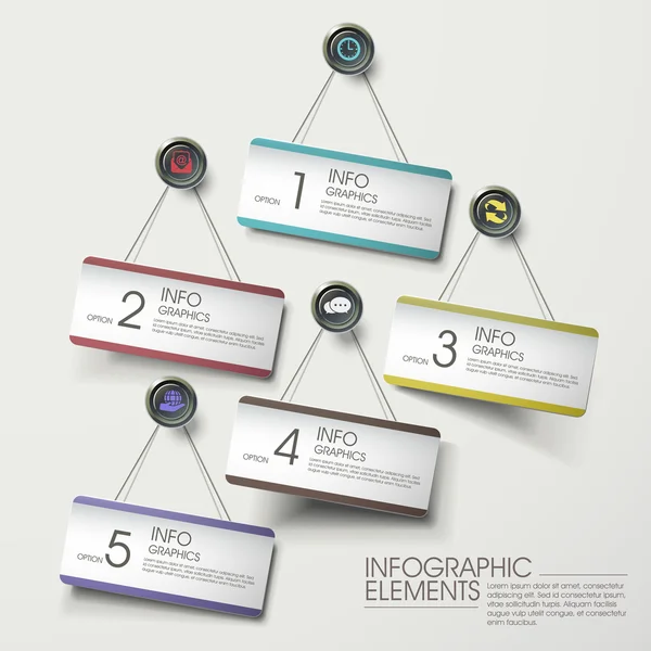 Éléments infographiques carte suspendue coloré moderne — Image vectorielle