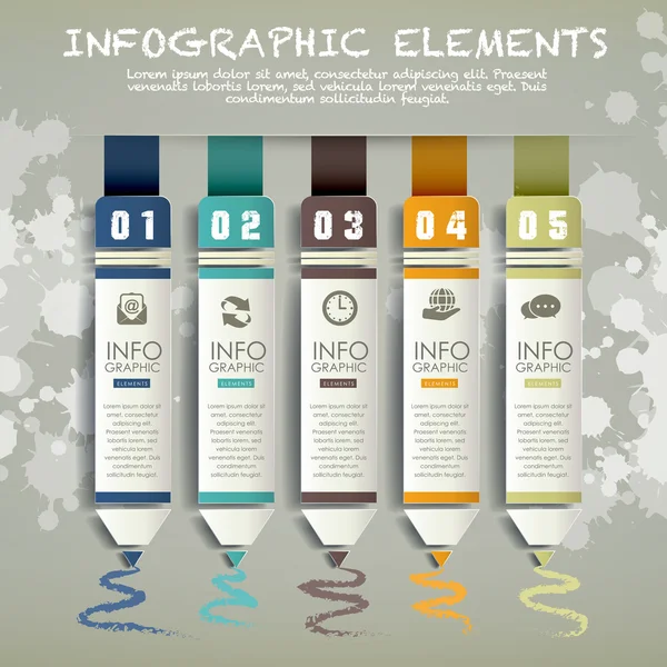 Kreative Papier-Bleistift-Balkendiagramm-Infografik-Elemente — Stockvektor