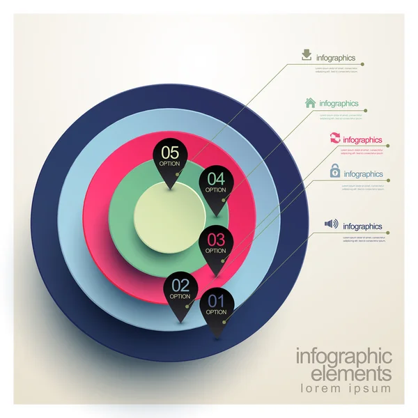 Gráfico circular realista con elementos de infografía de marca de ubicación — Vector de stock