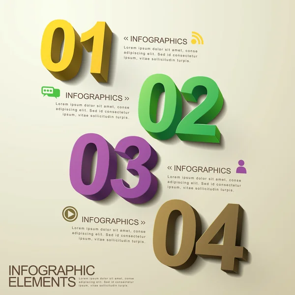 Moderno numero astratto 3d elementi infografici — Vettoriale Stock