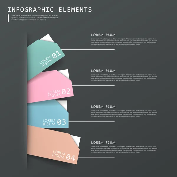 Elemen infografis tag abstrak penuh warna ditata - Stok Vektor