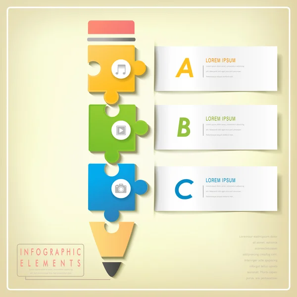 Modern puzzle pencil infographic elements — Stock Vector