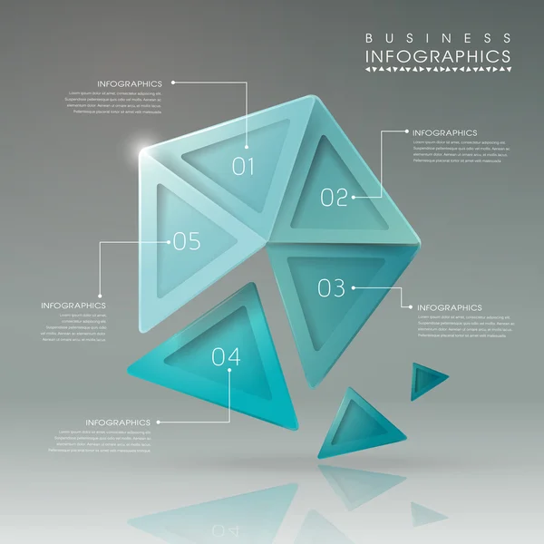 Abstratos translúcidos elementos infográficos do pentágono geométrico — Vetor de Stock