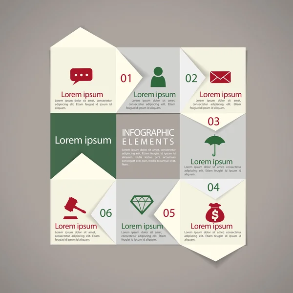 Moderne papier textuur stroomdiagram infographic elementen — Stockvector