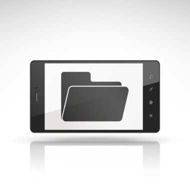 Dosya simgesi üstünde hareket eden telefon 