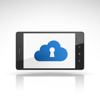 Internet güvenlik simgesi üstünde hareket eden telefon