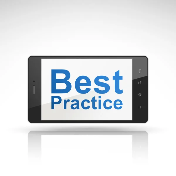 Best practice words on mobile phone — Stock Vector