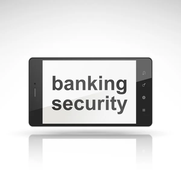 Banking security words on mobile phone — Stock Vector