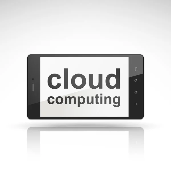 Mots cloud computing sur téléphone mobile — Image vectorielle