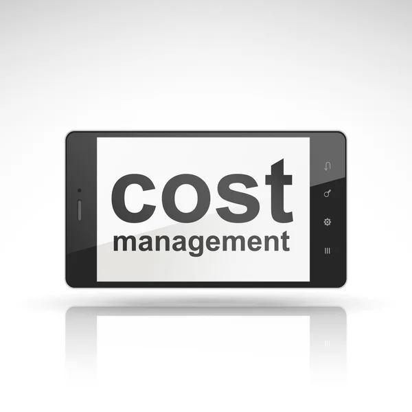 Cost management words on mobile phone — Stock Vector