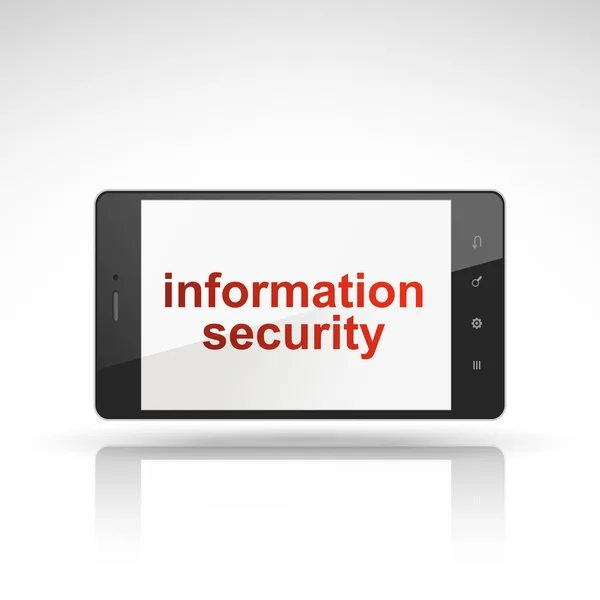 Information security ord på mobiltelefon — Stock vektor