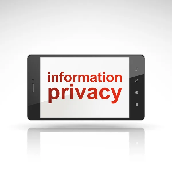 Information privacy words on mobile phone — Stock Vector