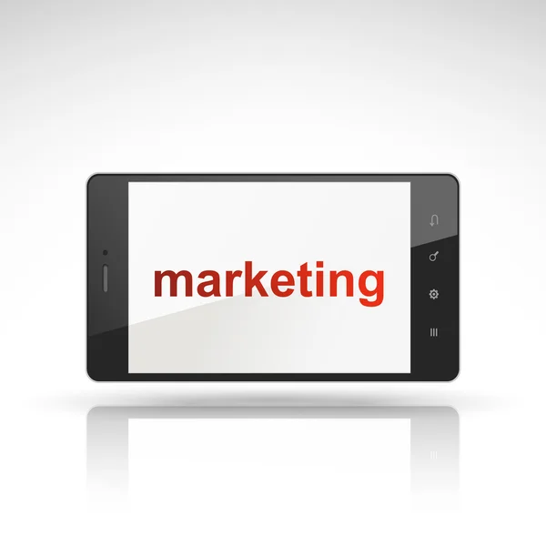 Mot de marketing sur téléphone mobile — Image vectorielle