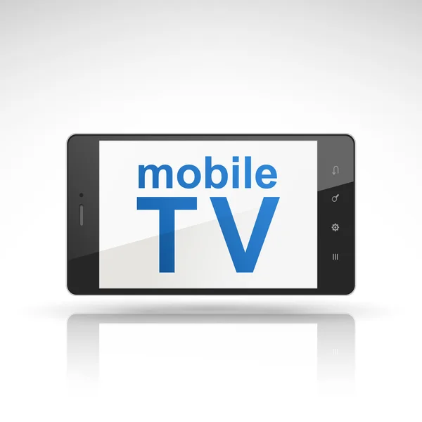 Mobil Tv szöveg-ra mozgatható telefon — Stock Vector