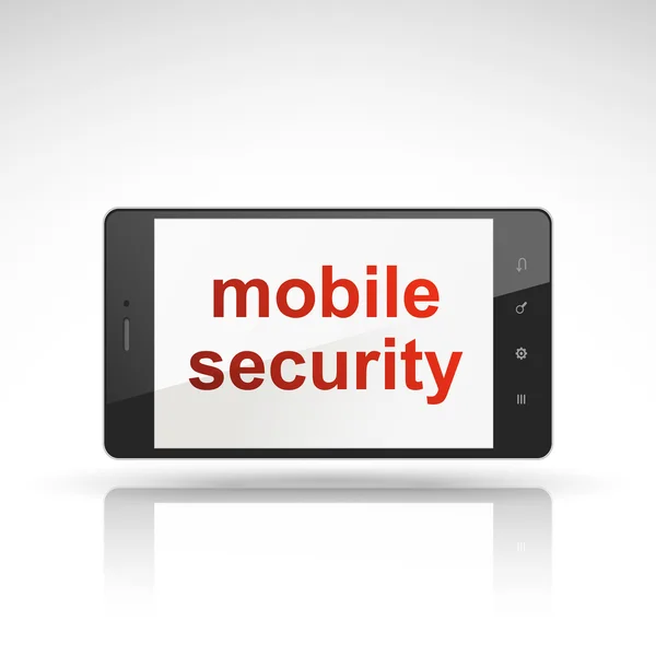 Mobile security words on mobile phone — Stock Vector