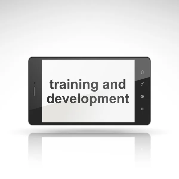 Mots de formation et de développement sur téléphone mobile — Image vectorielle