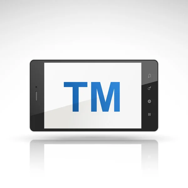 TM word on mobile phone — Stock Vector