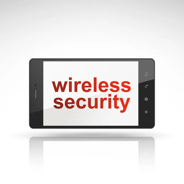 Wireless security words on mobile phone — Stock Vector