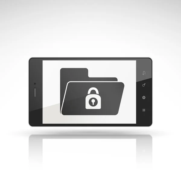 Icono de seguridad del archivo en el teléfono móvil — Vector de stock