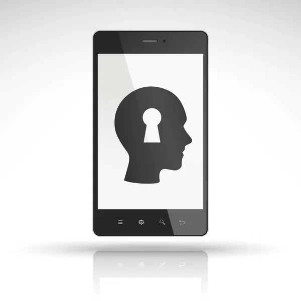 Identiteit beveiligingspictogram op mobiele telefoon — Stockvector