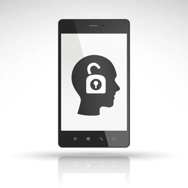 Icono de seguridad de identidad en el teléfono móvil — Vector de stock