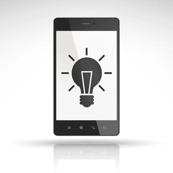 Glödlampa ikonen på mobiltelefon — Stock vektor