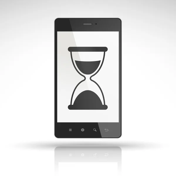 Hourglass icon on mobile phone — Stock Vector