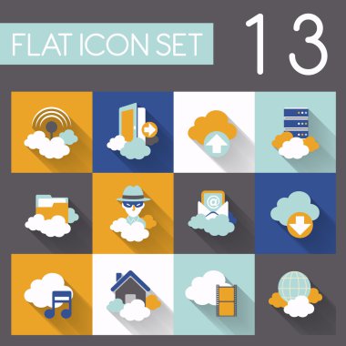 cloud network icon set