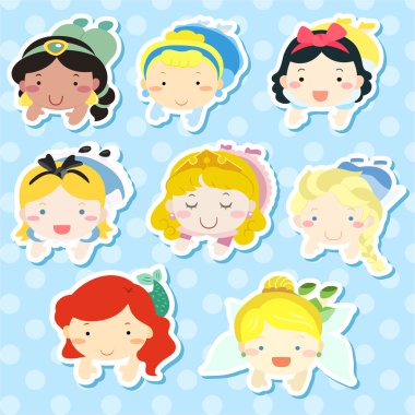 lovely fairy tale characters lying prone over blue clipart