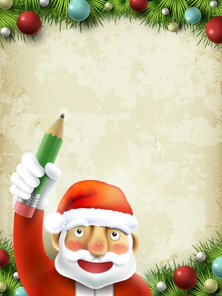Père Noël tenant un stylo — Image vectorielle
