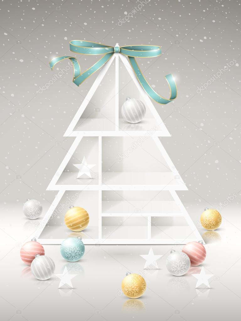 Mensole di albero di natale con decorazioni — vettoriali stock ... Albero di natale con mensole