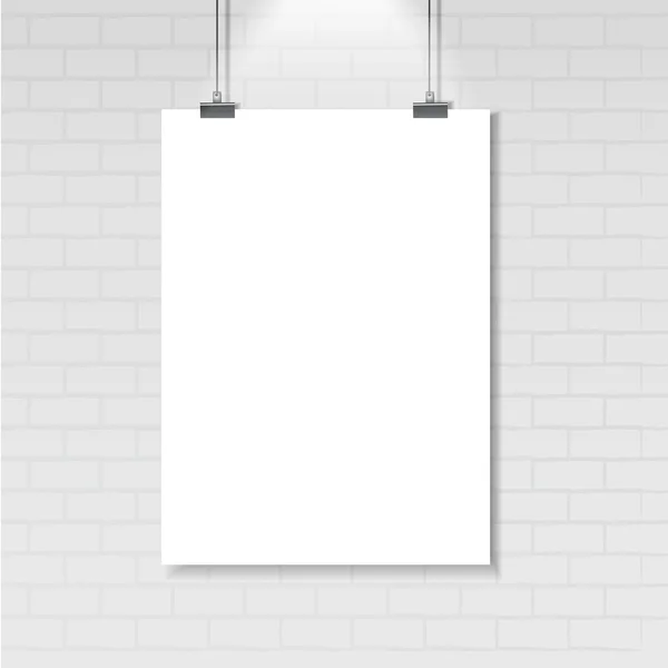 Papel en blanco colgando sobre la pared — Vector de stock