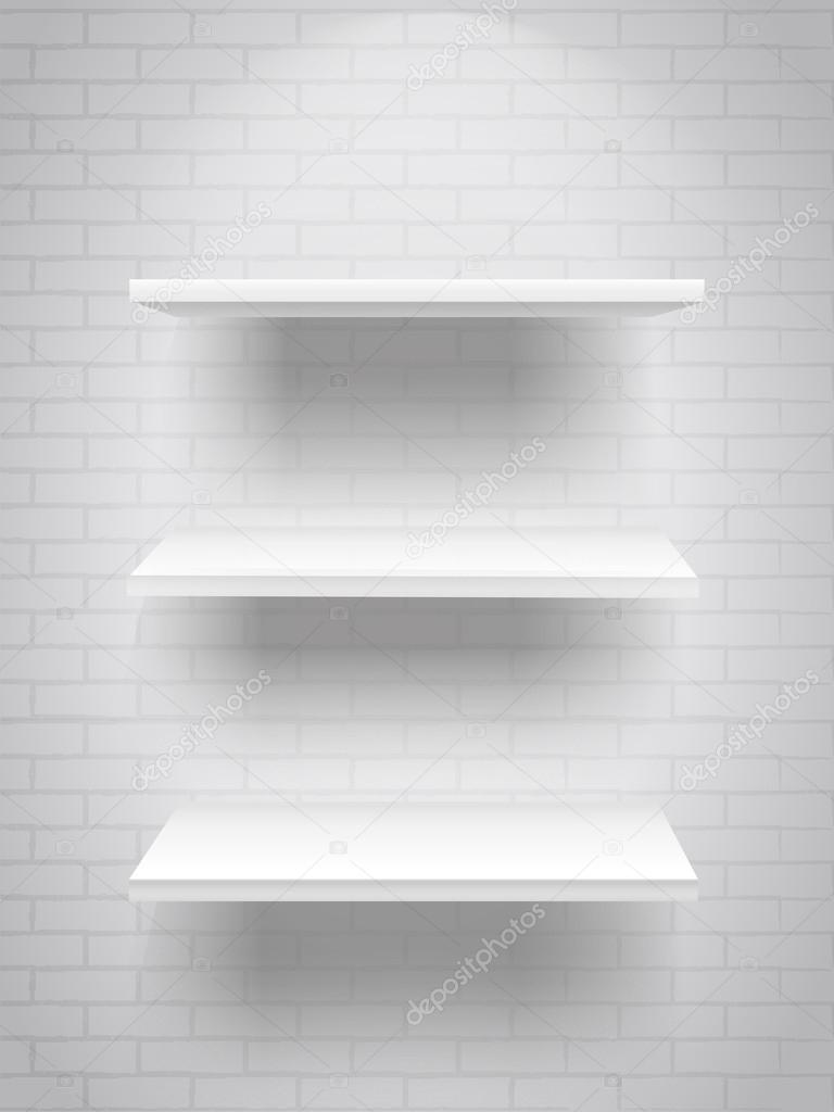 blank white shelves with illumination 