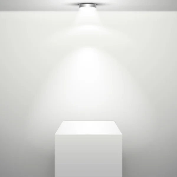 Soporte blanco vacío con iluminación — Vector de stock