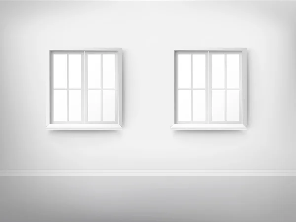3d empty room with windows — Stock Vector