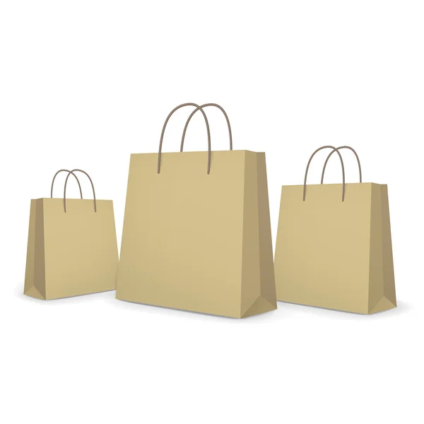 Blank paper bags set in brown — Stock Vector