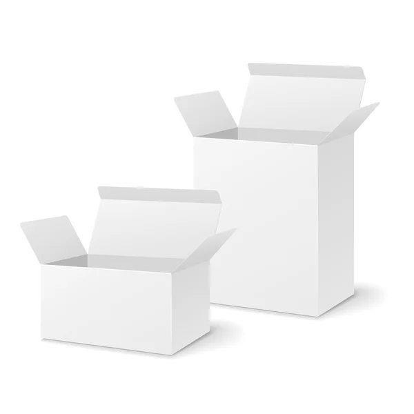 Cajas abiertas en blanco conjunto — Vector de stock