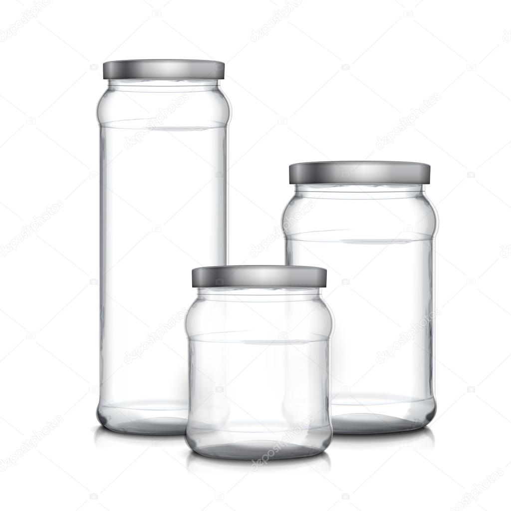 empty glass jars set