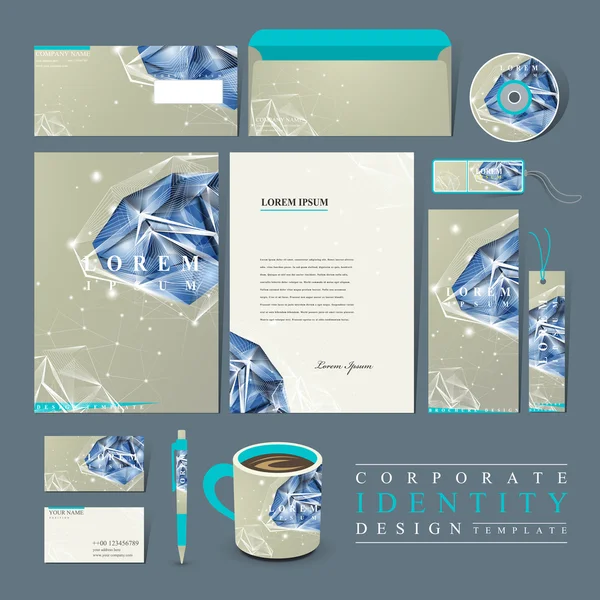 Corporate identity set with diamond element — Stock Vector