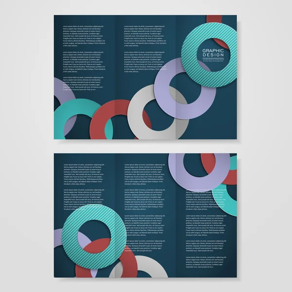 Colorful circle layout design for tri-fold brochure — Stock Vector