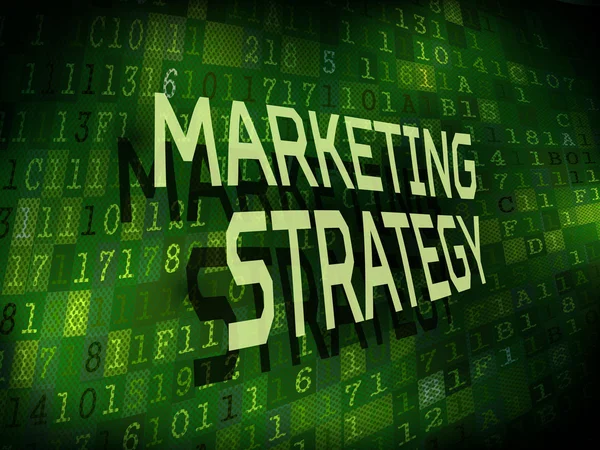 Marketing strategie woorden geïsoleerd op digitale achtergrond — Stockvector