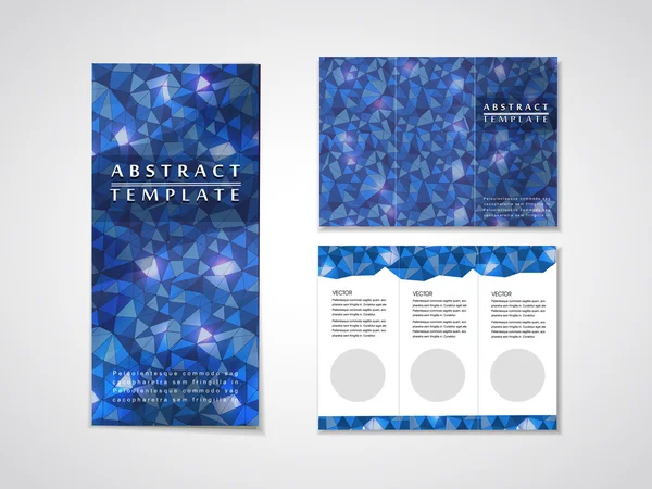 Blue mosaic background design for tri-fold brochure — Stock Vector